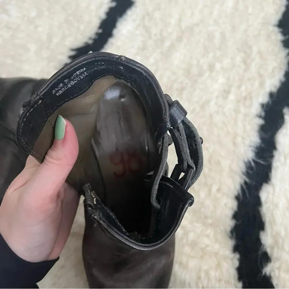 A.S. 98 Distressed Leather Moto Booties